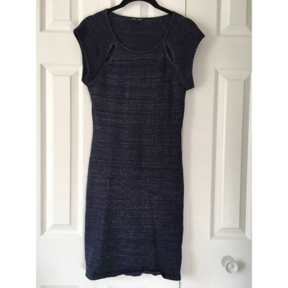 Navy Blue Sparkly Bodycon Dress - Picture 1 of 7